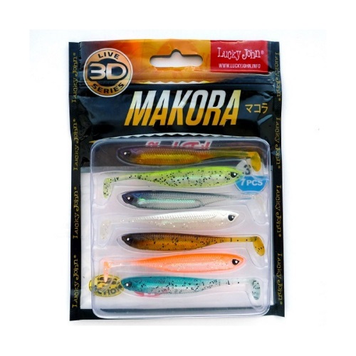 Виброхвосты Lucky John 3D Series Makora Shad Tail 3\" MIX1 7шт.