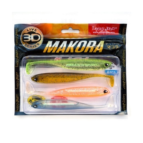 Виброхвосты Lucky John 3D Series Makora Shad Tail 5\" MIX1 4шт.