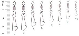 Вертлюг Rubicon Diamond Impressed Rolling Swivel w/Hooked Snap 71068-06 №6, тест 15кг.