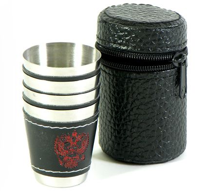 Стопка металлическая в коже (бол.) (4 шт.)