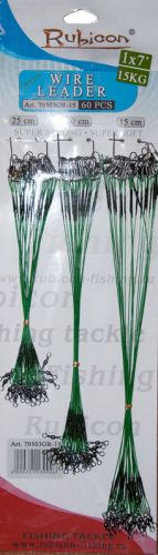 Набор стальн. поводков RUBICON нерж. 1x7 15kg, 15,20,25cm, Green (Nice snap/Rolling swivel) 3x20шт