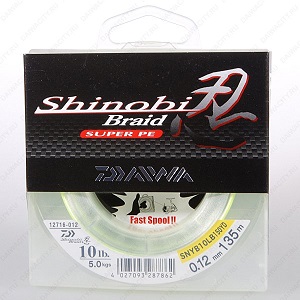 Плетеная леска DAIWA Shinobi Braid - 10 Lb (0.12мм) - 135м (ярко-жёлтая)