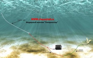 Фидерный монтаж LimanFish Патерностер с поводком, Кормушка LimanFish оц. 50гр