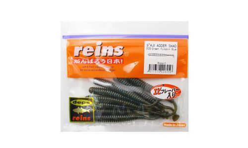 Приманка силиконовая REINS Aji Adder Shad 3\" Deps (упак. 8 шт.) / 005 - Green Pumpkin Blue