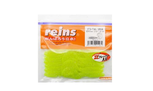 Приманка силиконовая REINS G-Tail Grub 3\" (упак. 12 шт.) / 129 - Glow Chart Silver