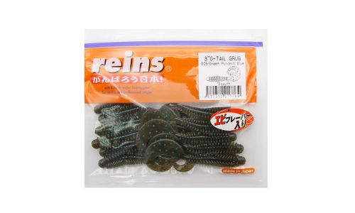Приманка силиконовая REINS G-Tail Grub 3\" (упак. 12 шт.) / 005 - Green Pumpkin Blue