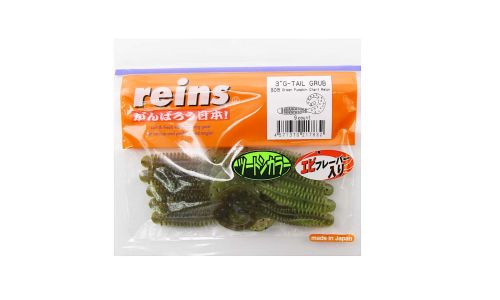 Приманка силиконовая REINS G-Tail Grub 3\" (упак. 9 шт.) / B-08 - Green Pumpkin Chart Melon
