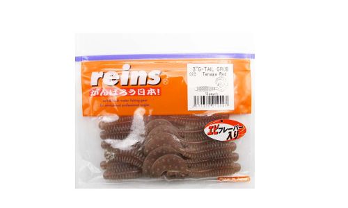 Приманка силиконовая REINS G-Tail Grub 3\" (упак. 12 шт.) / 023 - Tenaga Red