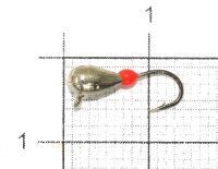 Мормышка Капля с наплывом с ушком d3 200-005 серебро, красный наплыв Nautilus