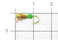 Мормышка Капля с наплывом с ушком d3 206 золото, зеленый наплыв Nautilus