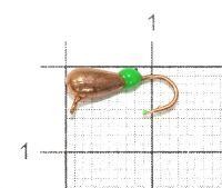 Мормышка Капля с наплывом с ушком d3 264 медь, зеленый наплыв Nautilus