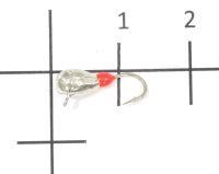 Мормышка Капля с наплывом с ушком d4 200 серебро, красный наплыв Nautilus