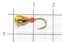 Мормышка Капля с наплывом с ушком d4 204 золото, красный наплыв Nautilus