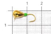 Мормышка Капля с наплывом с ушком d4 206 золото, зеленый наплыв Nautilus