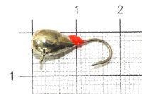 Мормышка Капля с наплывом с ушком d5 200 серебро, красный наплыв Nautilus