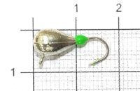 Мормышка Капля с наплывом с ушком d5 202 серебро, зеленый наплыв Nautilus