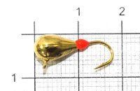 Мормышка Капля с наплывом с ушком d5 204 золото, красный наплыв Nautilus