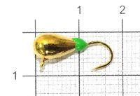 Мормышка Капля с наплывом с ушком d5 206 золото, зеленый наплыв Nautilus