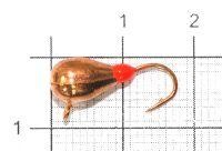 Мормышка Капля с наплывом с ушком d5 262 медь, красный наплыв Nautilus