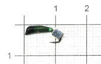 Мормышка Ручейник №1 d1 серебряный кубик, зеленый Санхар