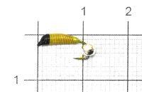 Мормышка Ручейник №1 d1 серебряный шар, желтый Санхар