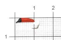 Мормышка Ручейник №1 d1 флуоресцентный шар белый, красный Санхар