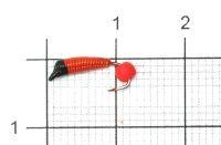 Мормышка Ручейник №1 d1 флуоресцентный шар красный, красный Санхар