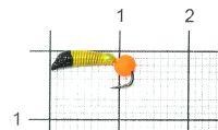 Мормышка Ручейник №1 d1 флуоресцентный шар оранжевый, желтый Санхар