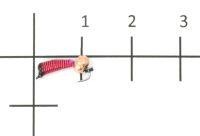 Мормышка Ручейник №2 d1.5 медный шар, красный Санхар