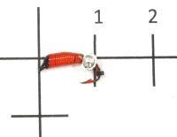 Мормышка Ручейник №2 d1.5 серебрянный шар, красный Санхар