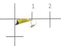 Мормышка Ручейник №2 d1.5 серебряный кубик, желтый Санхар