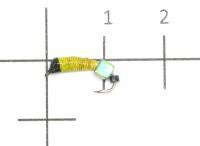 Мормышка Ручейник №3 d1.5 кубик хамелеон, желтый Санхар