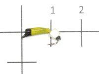 Мормышка Ручейник №3 d1.5 серебряный кубик, желтый Санхар