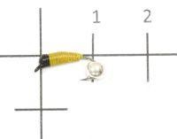 Мормышка Ручейник №3 d1.5 серебряный шар, желтый Санхар