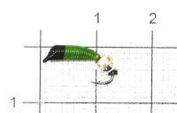 Мормышка Ручейник №3 d1.5 серебряный шар, салатовый Санхар