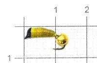 Мормышка Ручейник №4 d2 латунный шар, желтый Санхар
