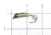 Мормышка Ручейник №5 d2 серебряный кубик, зеленый Санхар