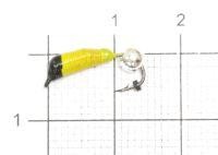 Мормышка Ручейник №5 d2 серебряный шар, желтый Санхар