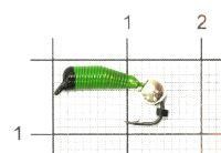 Мормышка Ручейник №5 d2 серебряный шар, салатовый Санхар