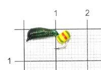 Мормышка Ручейник №6 d2.5 бисер арбуз, зеленый Санхар