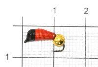 Мормышка Ручейник №6 d2.5 латунный шар, красный Санхар