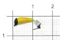 Мормышка Ручейник №6 d2.5 серебряный кубик, желтый Санхар