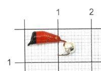 Мормышка Ручейник №6 d2.5 серебряный шар, красный Санхар