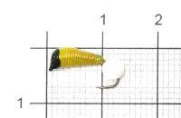 Мормышка Ручейник №6 d2.5 флуоресцентный шар белый, желтый Санхар