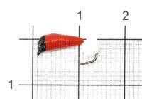 Мормышка Ручейник №6 d2.5 флуоресцентный шар белый, красный Санхар