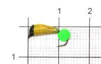 Мормышка Ручейник №6 d2.5 флуоресцентный шар зеленый, желтый Санхар