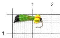 Мормышка Ручейник №7 d2.5 бисер арбуз, салатовый Санхар