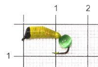 Мормышка Ручейник №7 d2.5 кошачий глаз, желтый Санхар