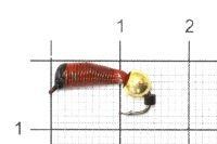 Мормышка Ручейник №7 d2.5 латунный шар, красный Санхар