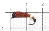 Мормышка Ручейник №7 d2.5 медный шар, красный Санхар